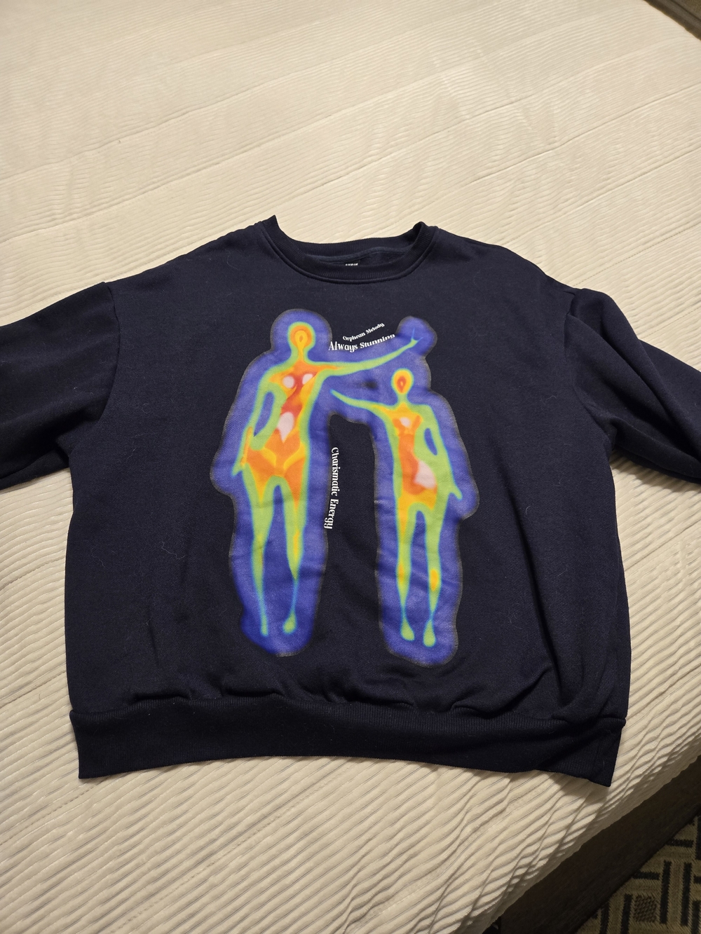 SHEIN Navy Sweatshirt with Multicolor Heatmap Graphic